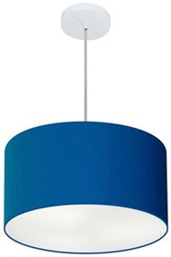 Lustre Pendente Cilíndrico Vivare Md-4099 Cúpula em Tecido 40x25cm - Bivolt - Azul-Marinho - 110V/220V