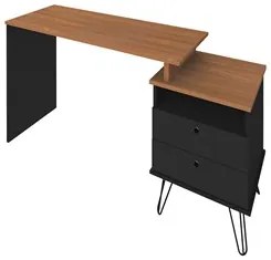 Mesa Escrivaninha Estilo Industrial Flex Lux A06 Freijó/Preto - Mpozen