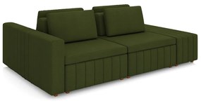 Sofá Ilha com Encosto e Almofadas Móveis Olimpo 245cm Modulado Linho Verde G45 - Gran Belo