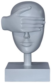 Escultura Decorativa Mascara Rosto Cego Branco G07 - Gran Belo