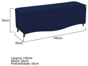 Calçadeira Estofada Yasmim 140 cm Casal Suede Azul Marinho - ADJ Decor