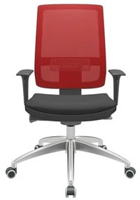 Cadeira Office Brizza Tela Vermelha Assento Aero Preto Autocompensador Base Aluminio 120cm - 63757 Sun House