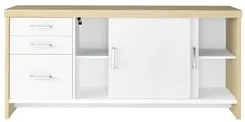 Conjunto Escritório 3 Peças Mesa 158cm Corp A06 Carvalho/Branco - Mpoz