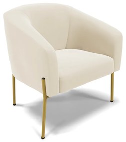 Poltrona Decorativa Pé de Ferro Dourado Stella Veludo Bege D03 - D'Rossi