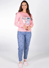 Pijama Stitch Rosa em Poliviscose