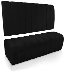 Kit Calçadeira e Painel Olivia Casal 140 cm Veludo Preto - D'Rossi