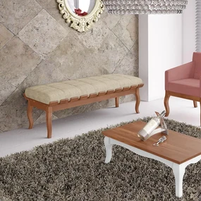 Banco Decorativo Sala de Estar Fiord 160cm Linho Bege G42 - Gran Belo