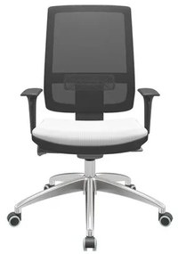 Cadeira Office Brizza Tela Preta Assento Aero Branco Autocompensador Base Aluminio 120cm - 63751 Sun House