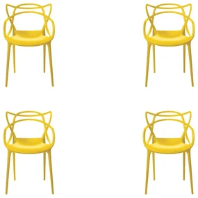 Kit 4 Cadeiras Decorativas Sala e Cozinha Feliti (PP) Amarela G56 - Gran Belo