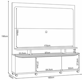 Estante de TV 70 Pol 180cm Mabel Off White/Cinamomo H01 - D'Rossi