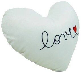 Almofada Cora&ccedil;&atilde;o Frases Love Branca 45cm x 30cm