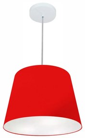 Lustre Pendente Cone Vivare Md-4155 Cúpula em Tecido 30/40x30cm - Bivolt - Vermelho - 110V/220V