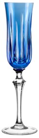 Taça de Cristal Lapidado p/ Champagne 37 - Azul Claro  Azul Claro