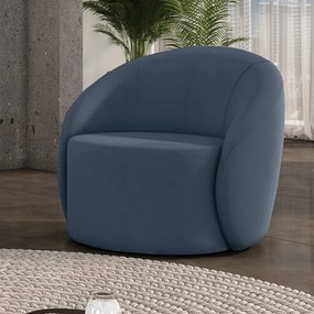 Poltrona Decorativa Orgânica Lua Suede Azul Marinho D03 - D'Rossi