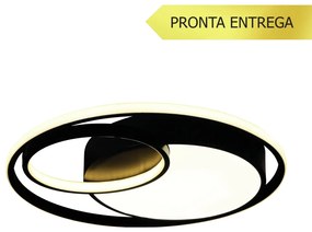 Plafon Argos Redondo Com Aros Ø50X06Cm Led 56W 3000K Bivolt Preto - Us... (Preto)