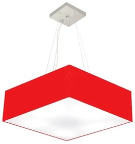 Lustre Pendente Quadrado Md-4032 Cúpula em Tecido 15/50x50cm Vermelho - Bivolt