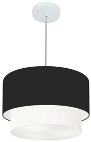 Pendente Cilíndrico Preto e Branco MJ-4350 Para Mesa de Jantar e Estar