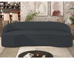 Sofá 3 Lugares para Sala de Estar Living 210cm Theo D06 Bouclê Cinza E