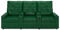 Poltrona de Cinema Reclinável 3 Lugares Baú USB Mallie FH9 PU Verde Mu