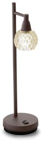 Abajur Bolinha Haste 12X11X44Cm Metal E Vidro Cristal Ø8Cm 02Xg9 | Old... (PRETO / DOURADO BRILHO, CLEAR (TRANSPARENTE))