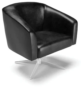 Poltrona Decorativa Giratória MA30 Stella Sintético PU Preto D03 - D'Rossi