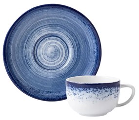 Xicara Café Com Pires 80Ml Porcelana Schmidt - Dec. Esfera Azul 2413