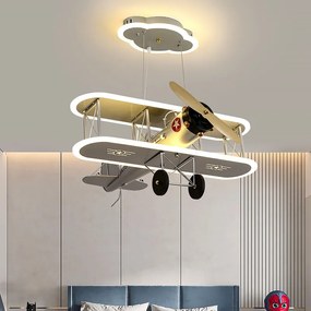 Lustre infantil avião nordic casa decoração da sala de jantar pingente lâmpada luzes crianças iluminação interior lâmpada do teto pendurado luminária lâmpadas para sala estar - A - 66X71cm | Escurecimento remoto RC
