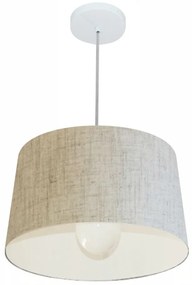 Lustre Pendente Cone Md-4241 Cúpula em Tecido 30/45x40cm Rustico Bege - Bivolt