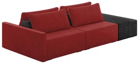 Sofá Ilha 2 Lugares Living 232cm Modulado Sala Lary Veludo Vermelho/PU Pto K01 - D'Rossi