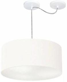 Lustre Pendente Cilíndrico Com Desvio de Centro Vivare Md-4147 Cúpula em Tecido 50x25cm - Bivolt