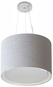 Lustre Pendente Cilíndrico Duplo Md-4304 Cúpula em Tecido 40x30cm Rustico Cinza - Bivolt