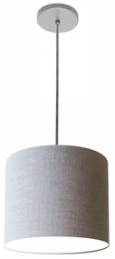 Luminária Pendente Vivare Free Lux Md-4106 Cúpula em Tecido - Rustico-Cinza - Canopla cinza e fio transparente