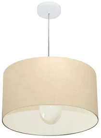 Lustre Pendente Cilíndrico Md-4205 Cúpula em Tecido 45x30cm Algodão Crú - Bivolt