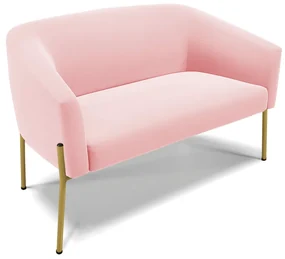 Sofá Namoradeira 2 Lugares Pé de Ferro Dourado Stella Suede Rosa Bebê D03 - D'Rossi