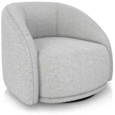 Poltrona Decorativa Orgânica Giratória Lya Z32 Linho Cinza Claro - Mpo