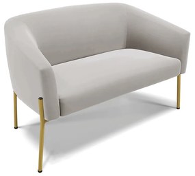 Sofá 2 Lugares Namoradeira Pé de Ferro Dourado Stella Veludo D03 - D'Rossi - Cinza