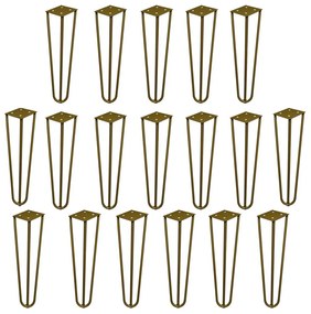 Kit 18 Pés de Metal 25 CM Hairpin Legs Rack e Puffs Dourado G41