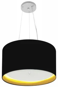 Pendente Cilíndrico Preto e Amarelo MJ-4319 Para Mesa de Jantar e Estar