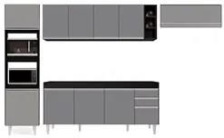 Armário de Cozinha Modulada 5 Peças CP16 Balcão Preto/Cinza - Lumil