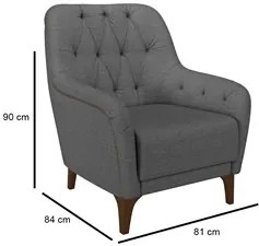 Kit 2 Poltronas Decorativas para Sala com Capitonê Pietà M22 Linho Cin