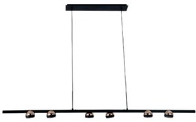 Pendente Oto 06X10X140Cm Metal Preto E Rose Gold 06X5W Led 3000K - Bel...