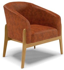 Poltrona Decorativa Base de Madeira Stella Sintético PU D03 - D'Rossi - Nozes