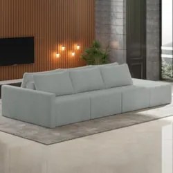 Sofá Ilha Modular com Puff para Sala Living 312cm Georgia Z08 Boucle C