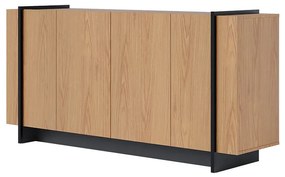Aparador Buffet 4 Portas Oliwia 160cm Sala Jantar Pé Preto Fosco C04 - D'Rossi - Freijó