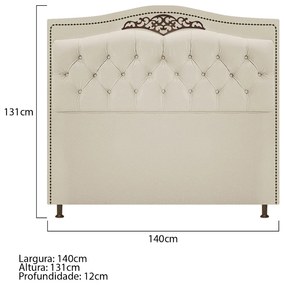 Cabeceira Estofada Yasmim 140 cm Casal Corano Bege - ADJ Decor