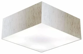 Plafon Quadrado Md-3059 Cúpula em Tecido 15/80x80cm Linho Bege - Bivolt