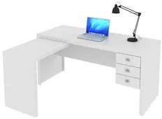 Mesa de Canto Para Escritório 3 Gavetas ME4106 Branco - Tecno Mobili