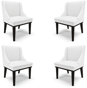 Kit 4 Cadeiras Decorativas Sala de Jantar Base Fixa de Madeira Firenze PU Branco Fosco/Preto G19 - Gran Belo