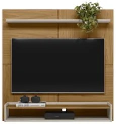 Painel Para TV 50 Pol Bancada Suspensa 120cm Perfect L06 Nature/Off Wh