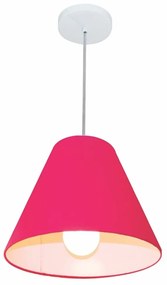 Lustre Pendente Cone Md-4028 Cúpula em Tecido 25/30x12cm Rosa Pink - Bivolt